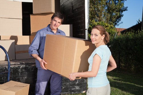 Packed moving boxes ready for local removals in Norbiton