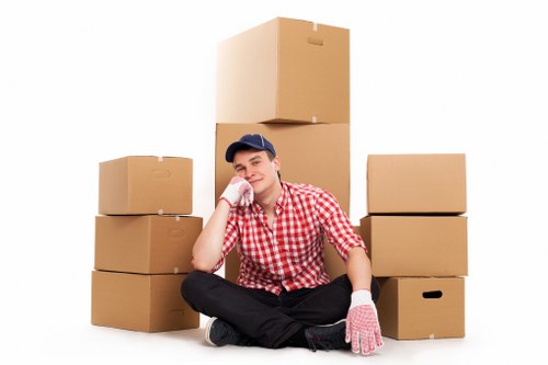 Long-term document archive boxes neatly stacked for Norbiton storage